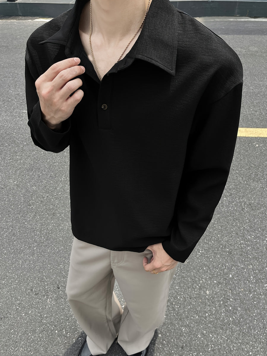 Men'S Casual Athletic T-Shirt, 1pc Men'S Fashion Trendy Casual Lapel T-Shirt, Loose Fit, Comfortable Linen-Like Fabric, Suitable for Daily Casual Outing Wear - Black