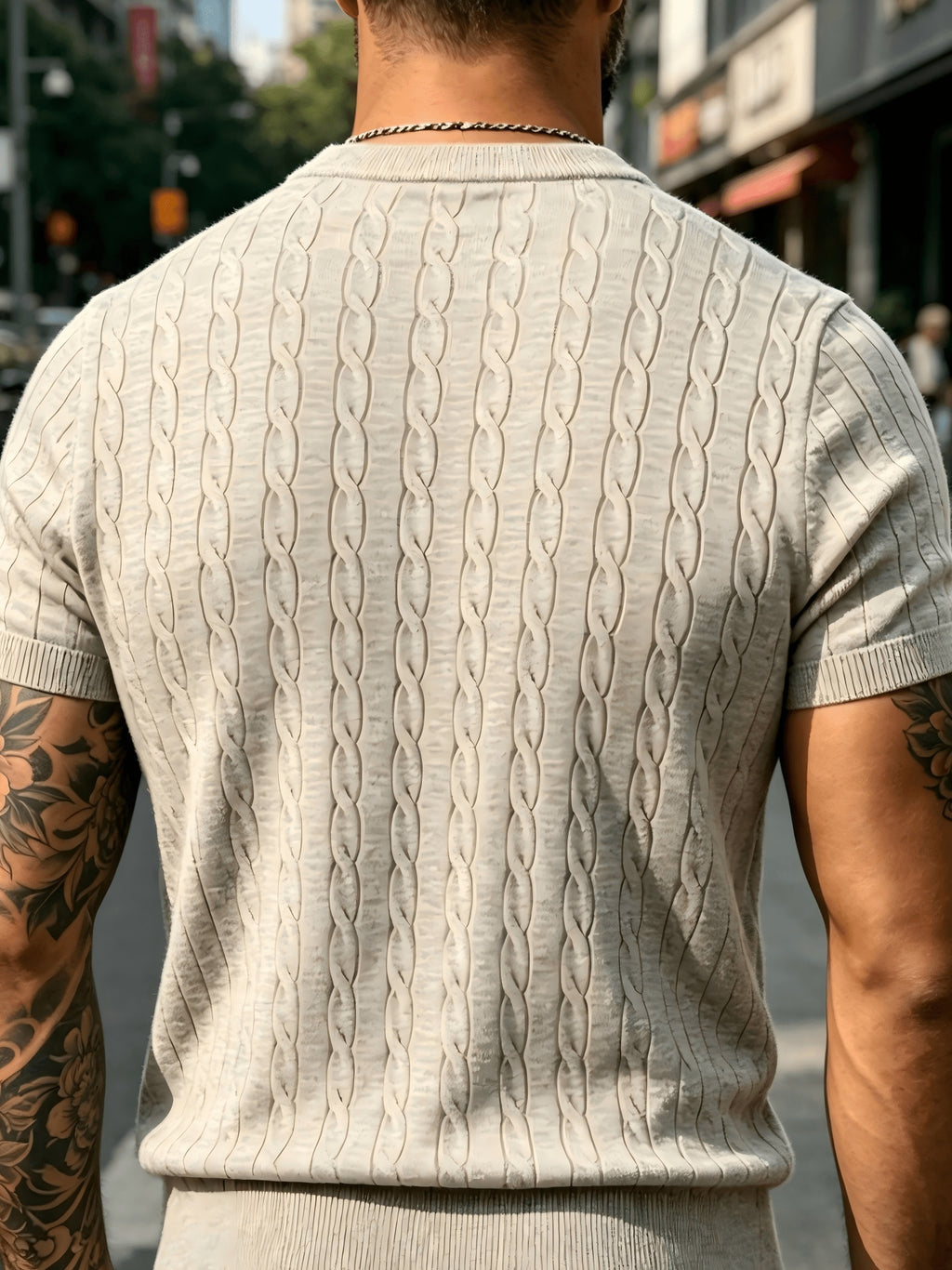 Men's Summer Solid Color Crew Neck Knit Short Sleeve Slim Fit Lightweight Half-Sleeve Top, Premium Basic Crew Neck Knitwear, Versatile Casual Base Layer for Daily Commuting - Yami Apricot