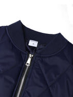 Autumn Winter New Fashion Trendy Black LA Pattern Outdoor Activity Casual Commute Leisure Baseball Collar Classic Style Men'S Non-Stretch All-Match Striped Jacket Coat - Navy Color