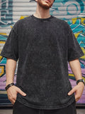 Relaxed Fit Distressed T-Shirt - Made from 100%, Heavyweight Vintage Washed Tee, Unisex Premium Quality Shirt - Black