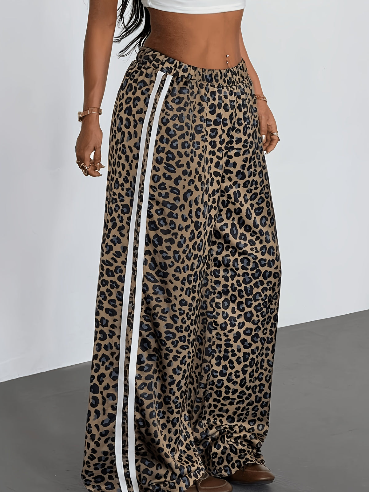Women'S Loose Leopard Print Pants, Casual Versatile Trousers - Multicolor