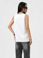 Women's Spring/Summer Street Style Breathable Mesh Digital Print Basketball Tank Top - White