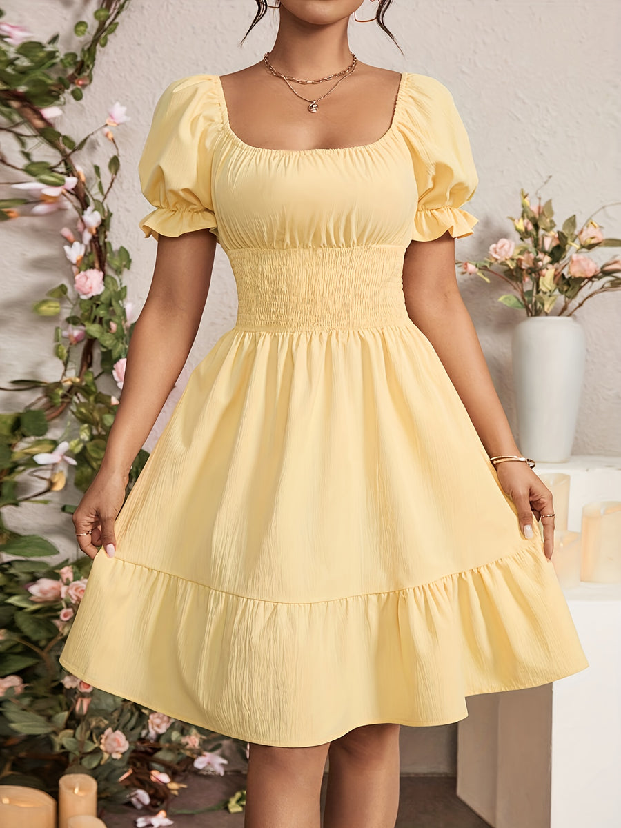 Fashionable Commuter A-Line Dress for Women - Yellow