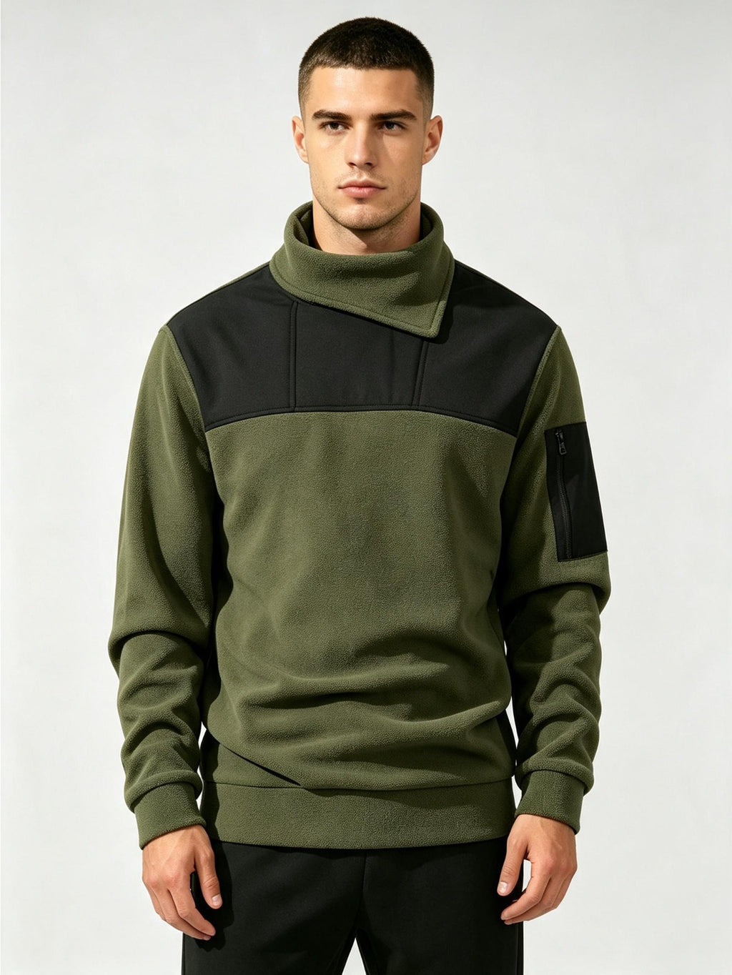 Men'S Autumn And Winter Novelty Sweater Two-Piece Set, Different Sweaters, Fashionable Street Tops - fern green