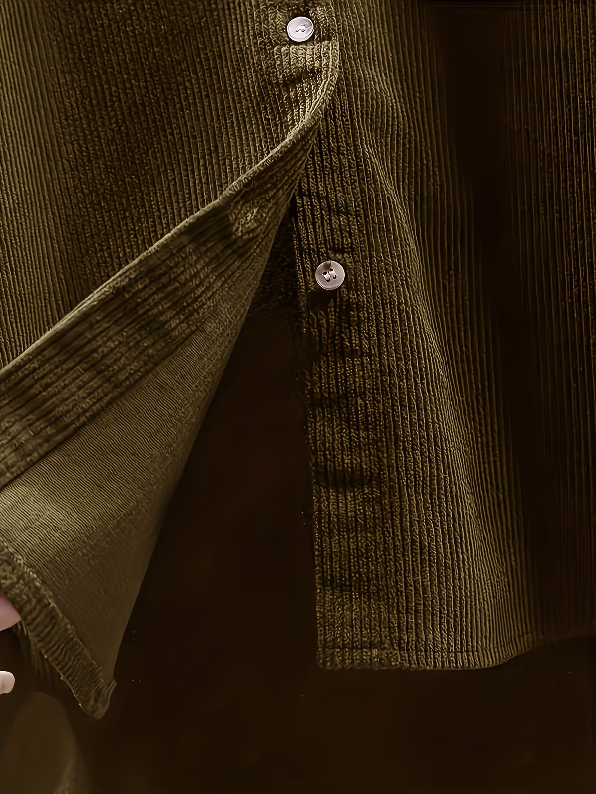 Plus Size, Women's Plus Size Corduroy Button-Front Shirt Jacket - Elegant Loose Fit Blouse, Spring Summer Fall Casual Outerwear, Machine Washable Layering Piece for to Weekend (No Bulk) - 【Brown】