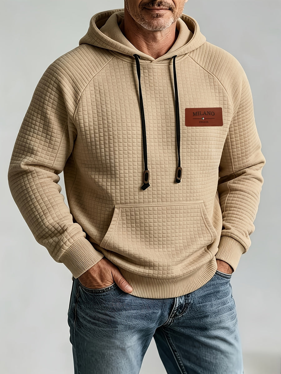 Maqiqi OBM Men's New Autumn/Winter Solid Color Warm and Comfortable Hooded Sweatshirt, Stylish and Versatile for Daily Casual, Work, Commuting, and Outdoor Activities - Khaki