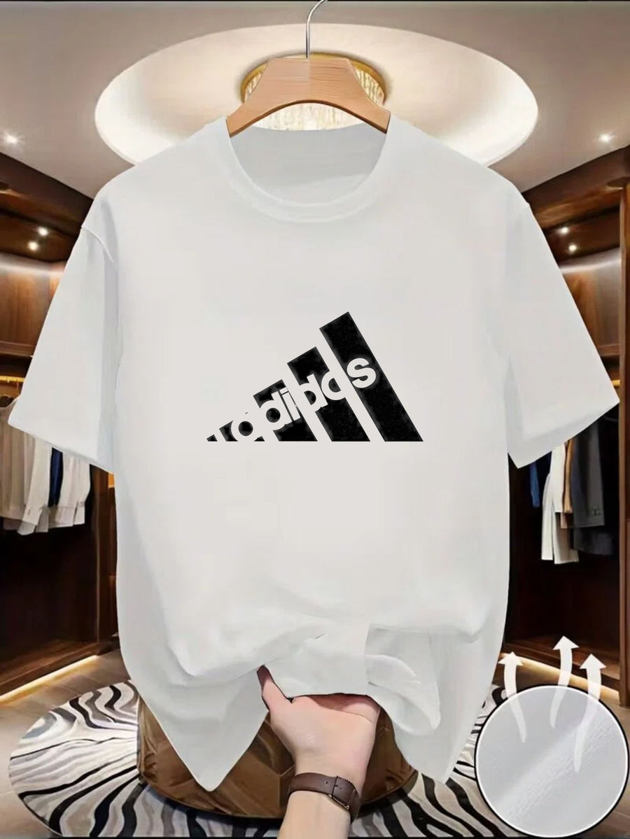 Men'S T-Shirt Spring And Summer Casual Style Printed Design Versatile Fitness Exercise Outdoor Vacation Men'S Top Quick Drying - White