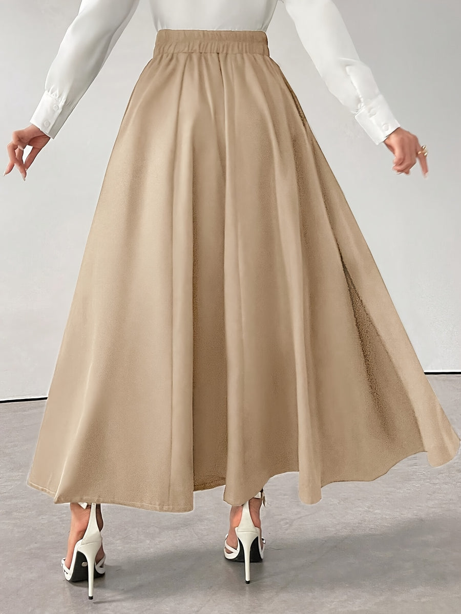 Fall Winter Style Women'S Elegant High-Waist Drawstring Detail A-Line Skirt - Linen