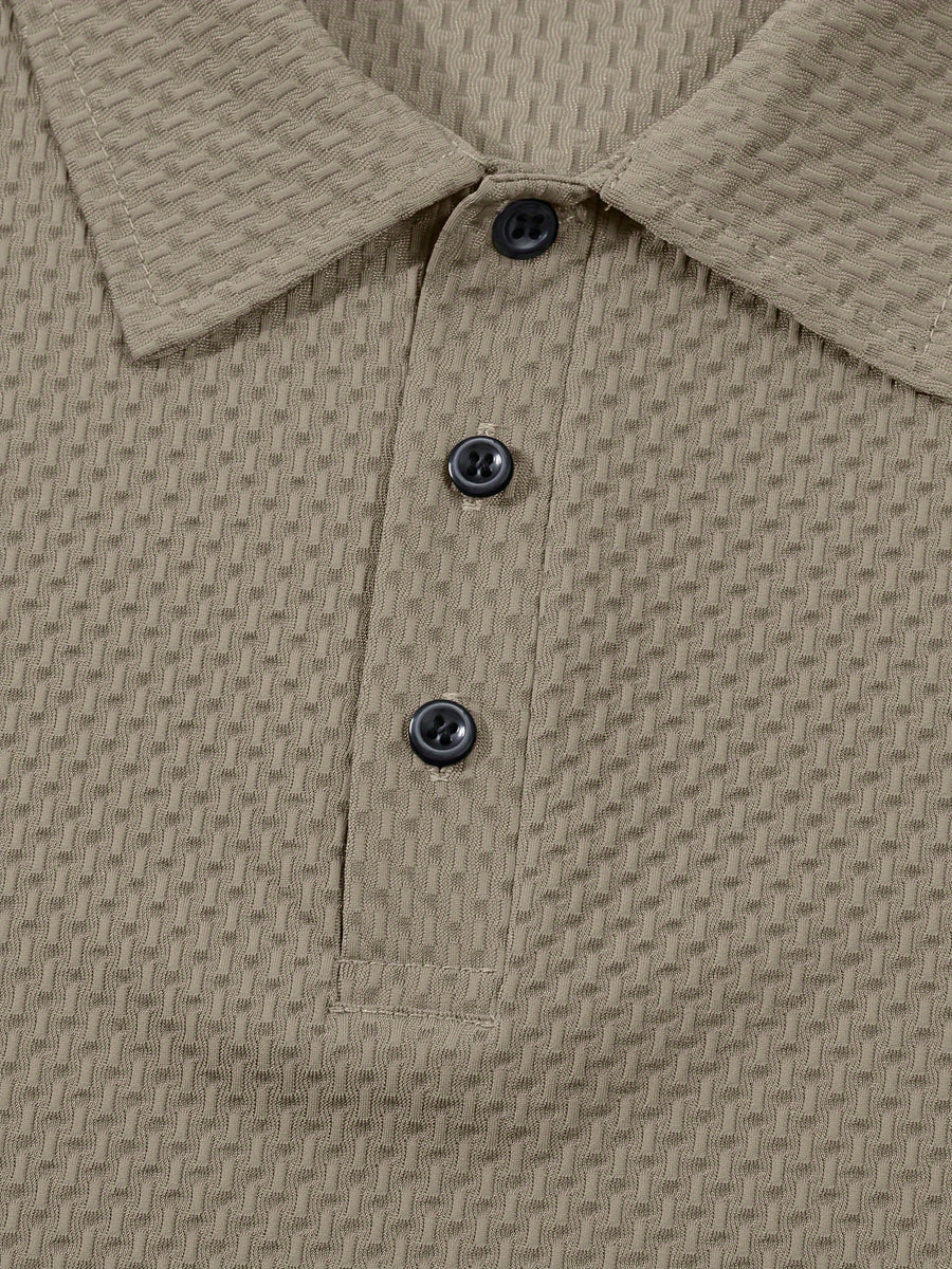 Summer Shirt, Breathable Daily Wear Quick- Fabric Business Casual Short Sleeve with Collar and Button Details, Comfortable and Breathable Micro-Texture Shirt for Casual Attire - Khaki 1