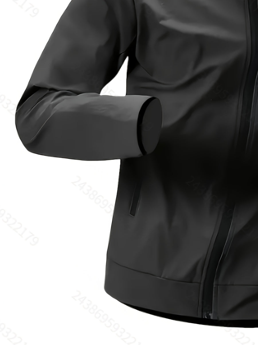 Men'S Spring Thin Hooded Zipper Jacket, Breathable Comfortable Lightweight Portable, Suitable for Daily Outdoor Sports Casual Wear Men'S Skin Suit - Black