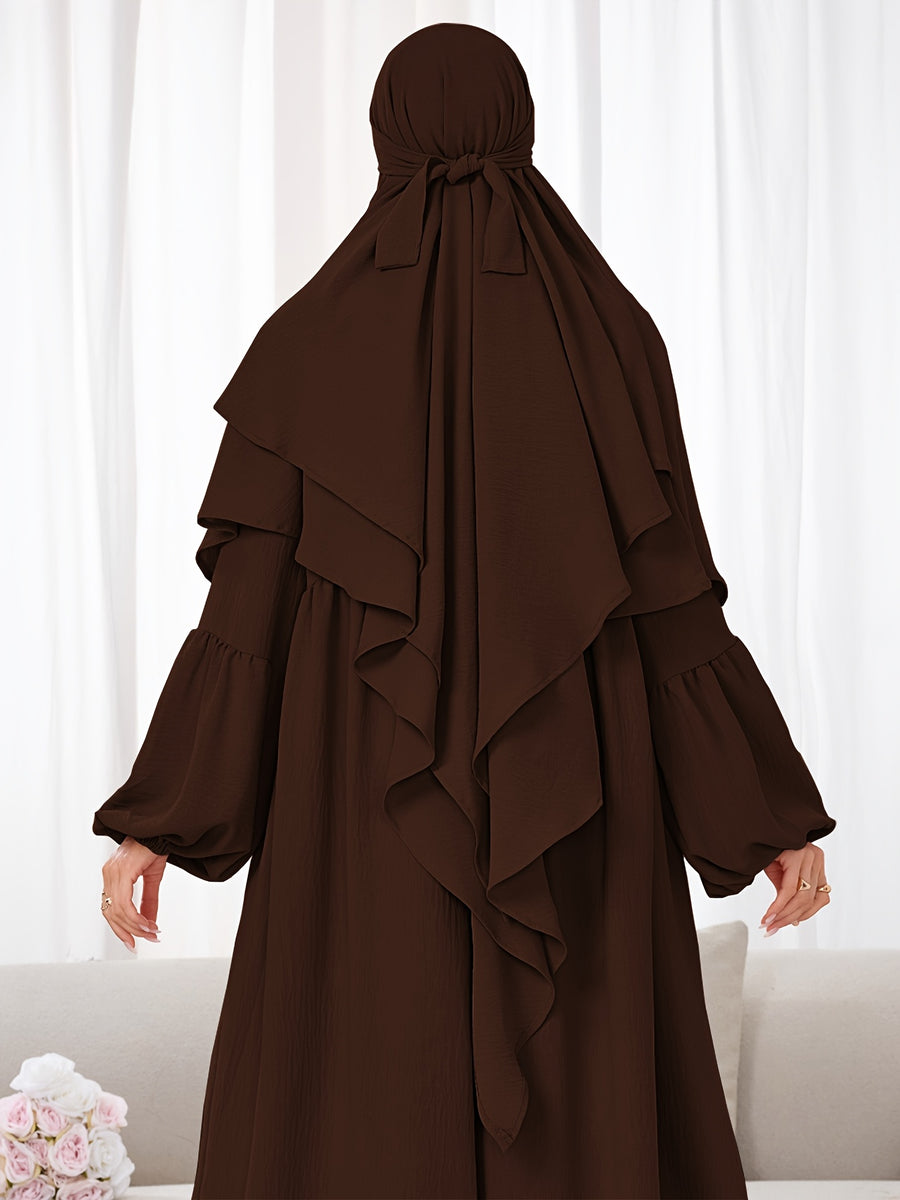 1pc (No Include Clothing) Kimmar Double-Layer Kimmar Shawl Headscarf Fashion Classic Versatile Kimmar, Suitable for Women'S Daily Wear - Coffee Brown