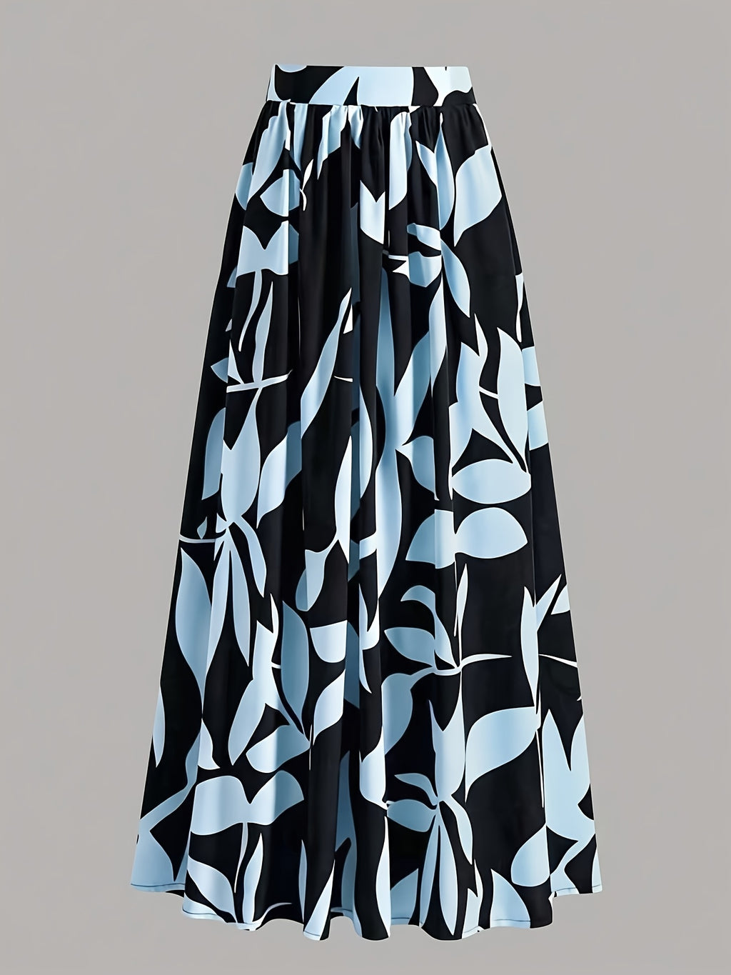 New Spring/Summer/Autumn Women's Printed High-Waist A-Line Skirt, Summer Vacation Dress - Light Blue