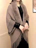 Luxurious Color-Block Faux Shawl And Soft, Comfortable Cardigan - an Elegant, Stylish Choice for Everyday Wear And Formal Gatherings - Apricot
