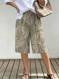Women's High-Waist Wide-Leg Floral Print Pants - Loose Fit Mid-Length Trousers Suitable for Beach Vacation, Summer Casual Wide-Leg Beachwear, Non-Stretch Machine Washable -Style for Outfits (No Transparency, Resort Style) - Mixed colors