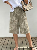Women's High-Waist Wide-Leg Floral Print Pants - Loose Fit Mid-Length Trousers Suitable for Beach Vacation, Summer Casual Wide-Leg Beachwear, Non-Stretch Machine Washable -Style for Outfits (No Transparency, Resort Style) - Mixed colors