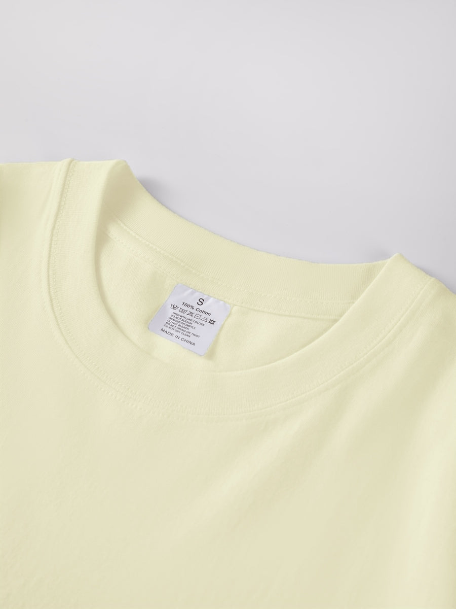 Heavyweight Men's 100% Pure Cotton Crew Neck Printed T-Shirt, a Stylish and Versatile High-Quality Top, an Essential for Daily Wear, Street Jogging, and Other Casual Outfits - Apricot