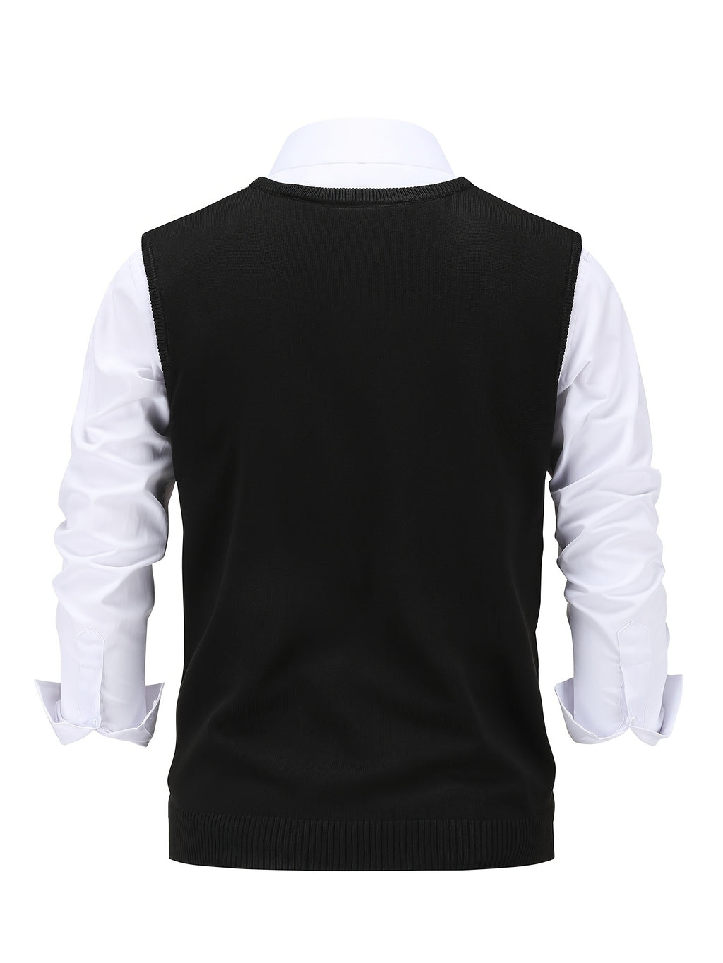 Men'S Spring Autumn 3pcs Set Casual Diamond Pattern Sweater Vest V-Neck Sleeveless Pullover Knit Vest - Black+dark green+burgundy
