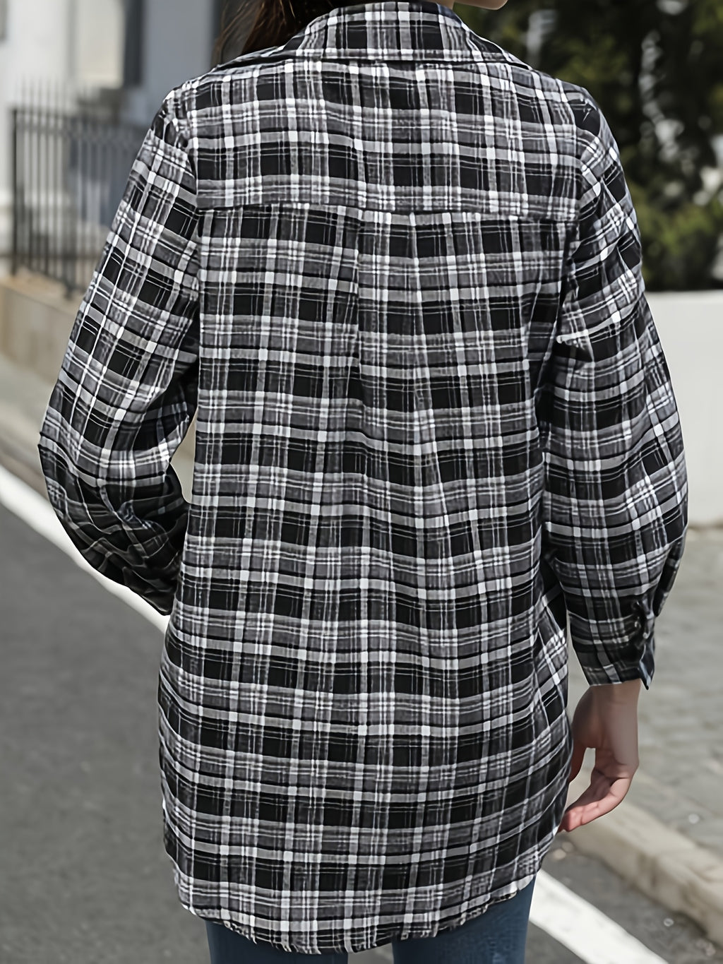 Versatile Sunscreen Checkered Shirt Outer Cardigan Women'S Summer New Top - Black