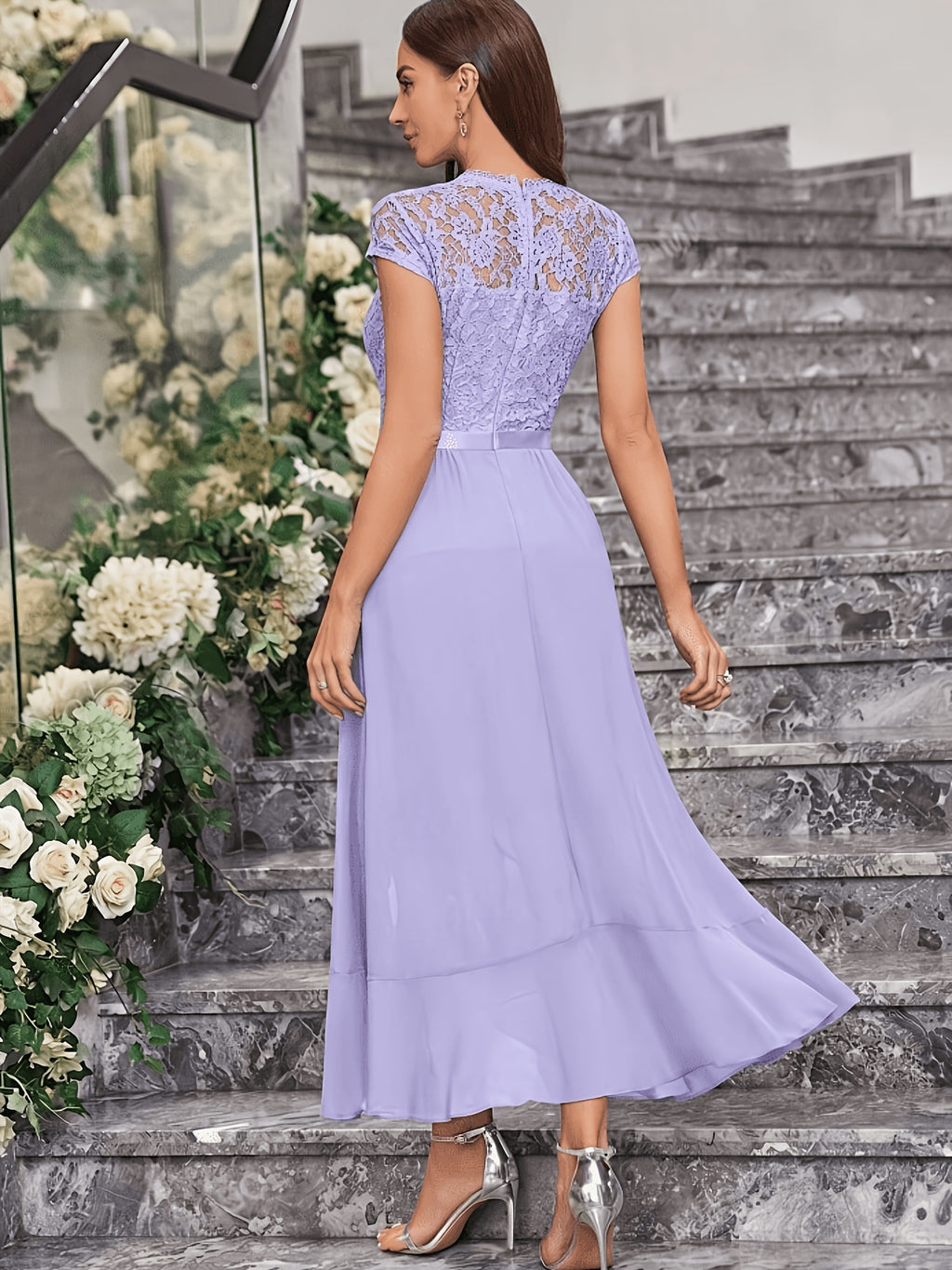 Western Hot Style Women'S Bridesmaid Dress Elegant Waist-Cinching Proper Party Gown Wedding Guest Outfit - Sky Blue