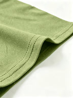 Men's Casual Drawstring Stand Collar Short Sleeve - Olive Green