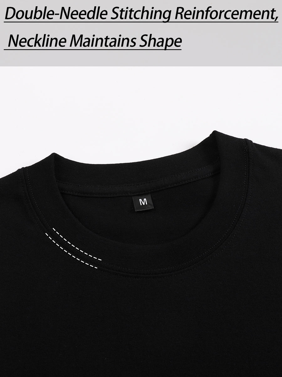 YD-21 Men's 100% Cotton Simple Casual Breathable Sweat-Absorbent Comfortable Short-Sleeve T-Shirt - Black