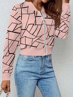 YS0701062 Women'S Open Front Baseball Neck Beautiful Jacket - Peach