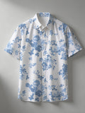 Men's Summer Short-Sleeve Shirt, Hawaiian Style, Unisex Digital Print with All-Over Floral Design, Youthful Beach Casual Style, Men's Top - Mixed colors