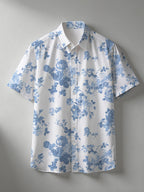 Men's Summer Short-Sleeve Shirt, Hawaiian Style, Unisex Digital Print with All-Over Floral Design, Youthful Beach Casual Style, Men's Top - Mixed colors
