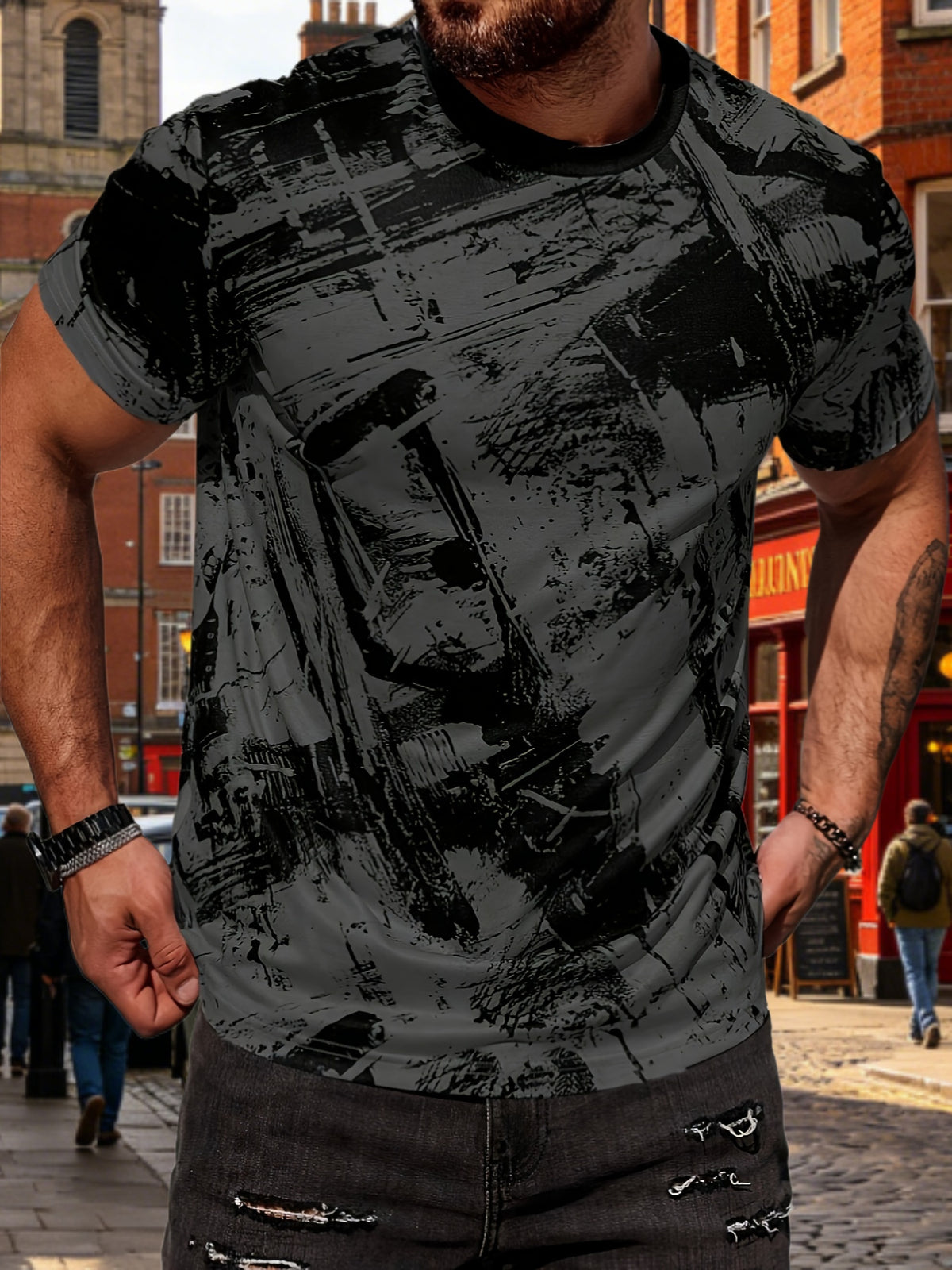 Men's Size-Coded Summer T-Shirts with Printed Design(Non-Textured), Ideal for Seaside Outdoor Sports Outfits - Mixed colors