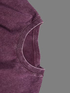 Women's Retro-style Drop-shoulder Loose-fitting Solid Color Pure Washed T-shirt, Fashionable and Casual Short-sleeved Top, Suitable for Everyday Casual Wear, Street Style. - Anchor Red