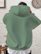 Men's 250g Thickened Trendy Hooded Sweatshirt, Geometric Print Design - Casual Daily Wear, Comfortable and Breathable, Drawstring Hood, Kangaroo Pocket, Geometric Pattern, Regular Fit Casual Top for Spring/Autumn - Pea Green Color