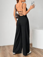 Women's Casual Sleeveless Jumpsuit - Black