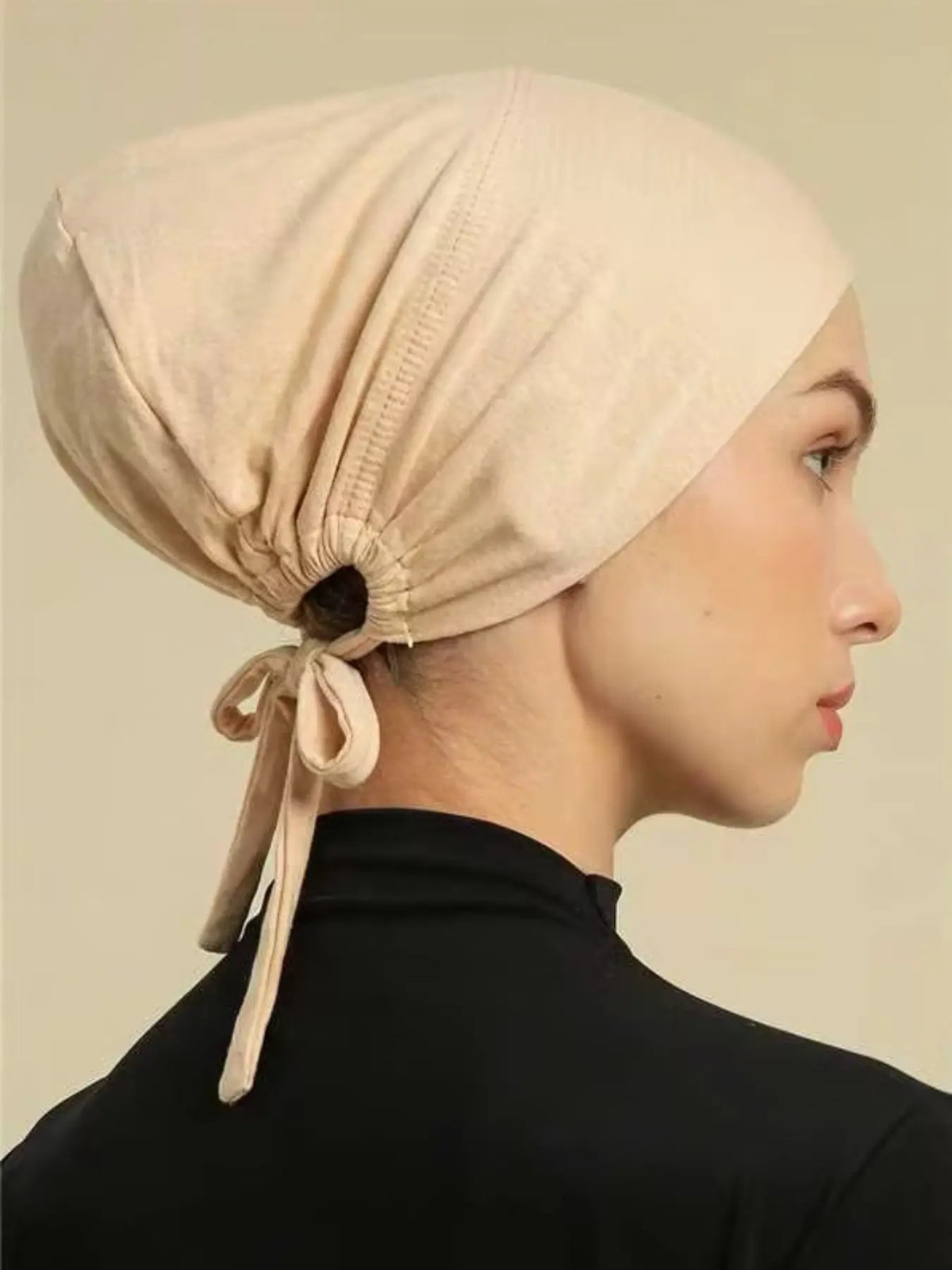 1pc Women Abaya Accessories Fashion Solid Color Elastic Band Headscarf, Suitable for Daily Wear Headband Soft Under Cap Women Veil - Off-white
