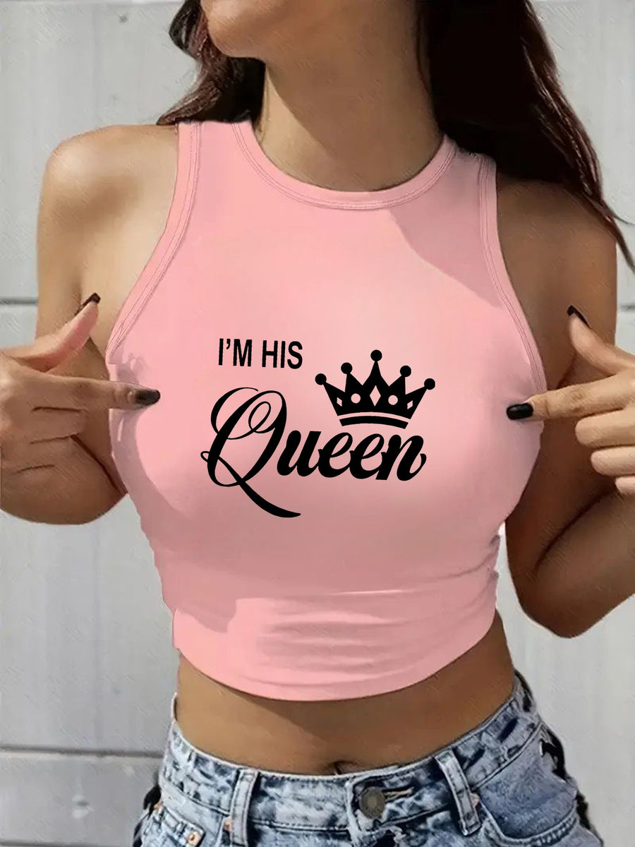 2025 New Trendy Elements Women'S Y2K Fashion Autumn And Summer Popular Retro Round Neck Sleeveless Vest Featuring "Letters, Numbers, Warm Slogans, Messages, And Personal Statements" Printed Patterns. Easy And Stylish, Cute And Sweet - Pink
