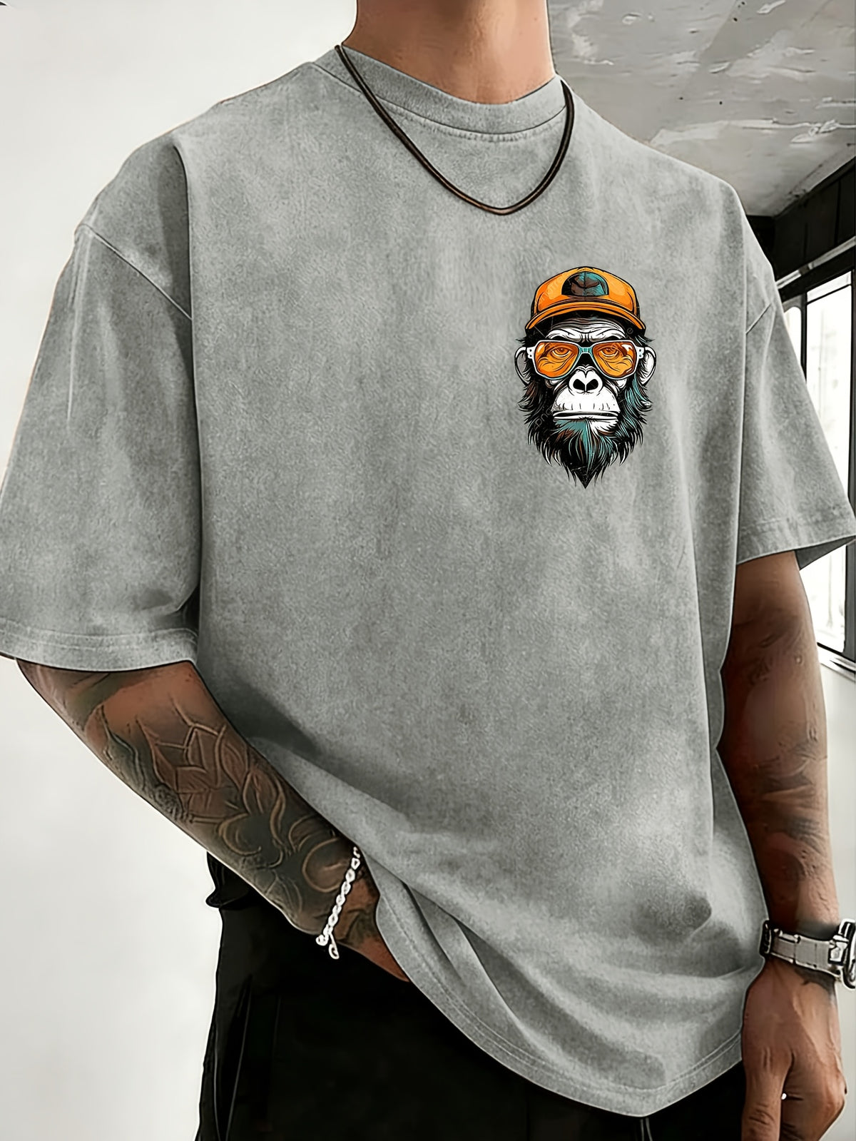 Summer Hot Item Unisex T-Shirt, Retro Distressed Style And Super Good Look! Pure Main Material, Breathable And Skin-Friendly, Comfortable to Wear, Suitable for Casual Commute, Sports Fitness, Outdoor Travel. Double-Sided Positioning Print - Grey