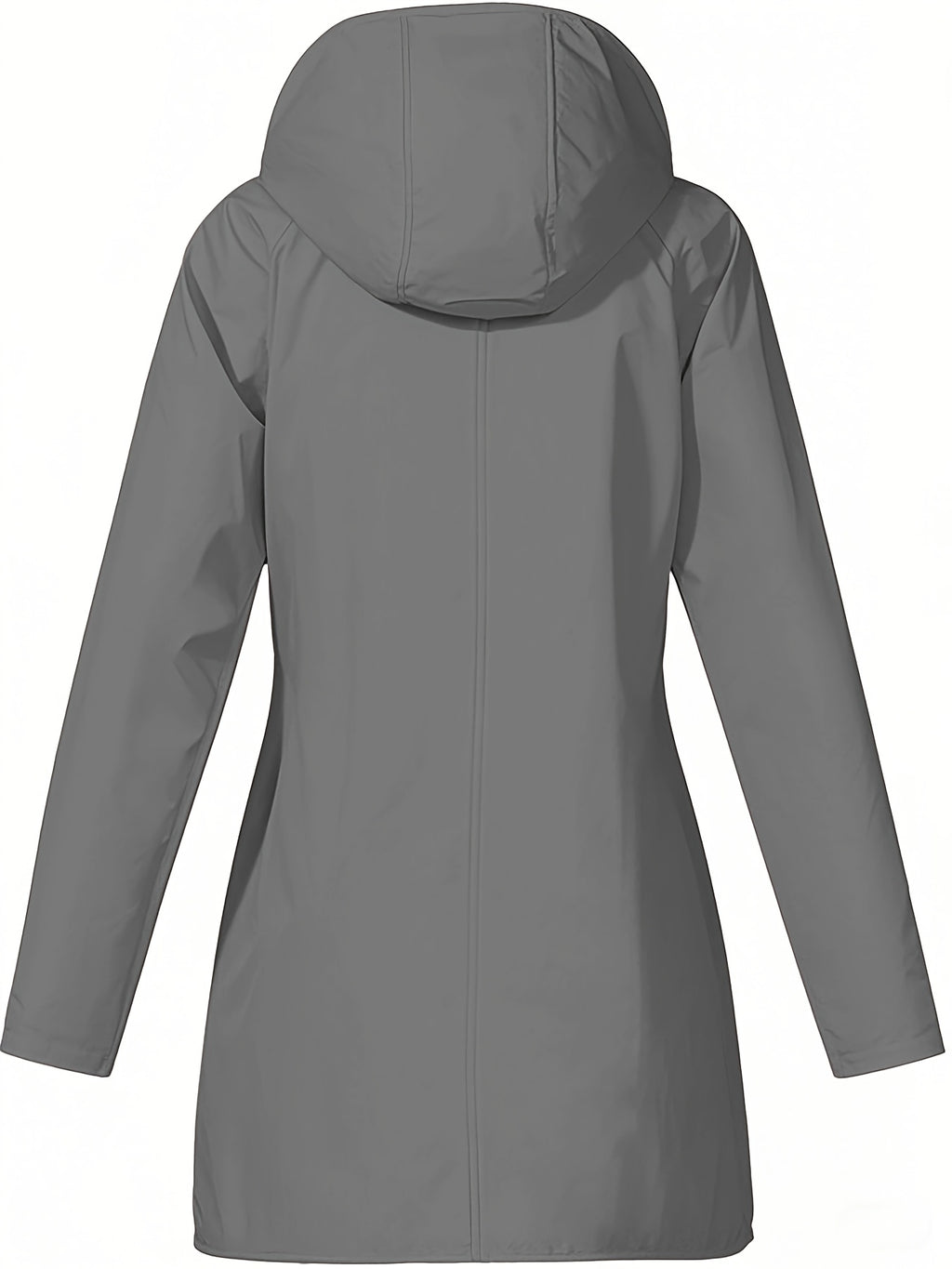 Women'S Hooded Outdoor Pocket Zipper Casual Mid-Length Trench Coat - Dark Gray