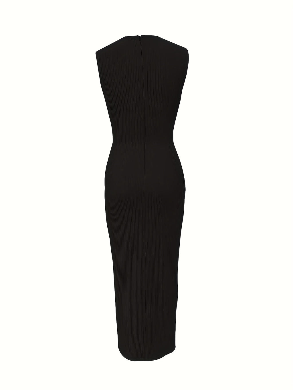New Elegant Mix-and-Match Slit Sleeveless Dress - Black
