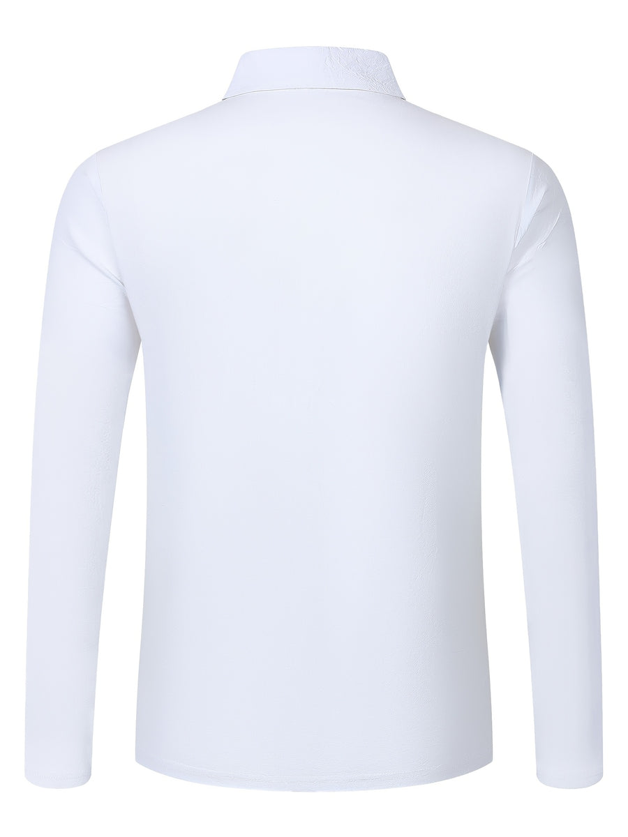 2pcs Set Men'S Autumn New Style Long Sleeve Shirt Suitable for Daily Wear - Light White+Black Color