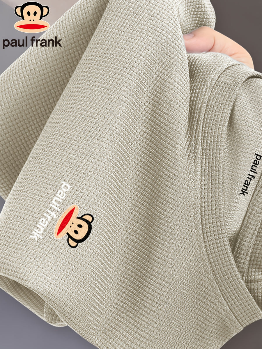 Paul Frank Summer Men'S Versatile Waffle Knit Breathable Short Sleeve T-Shirt - Khaki