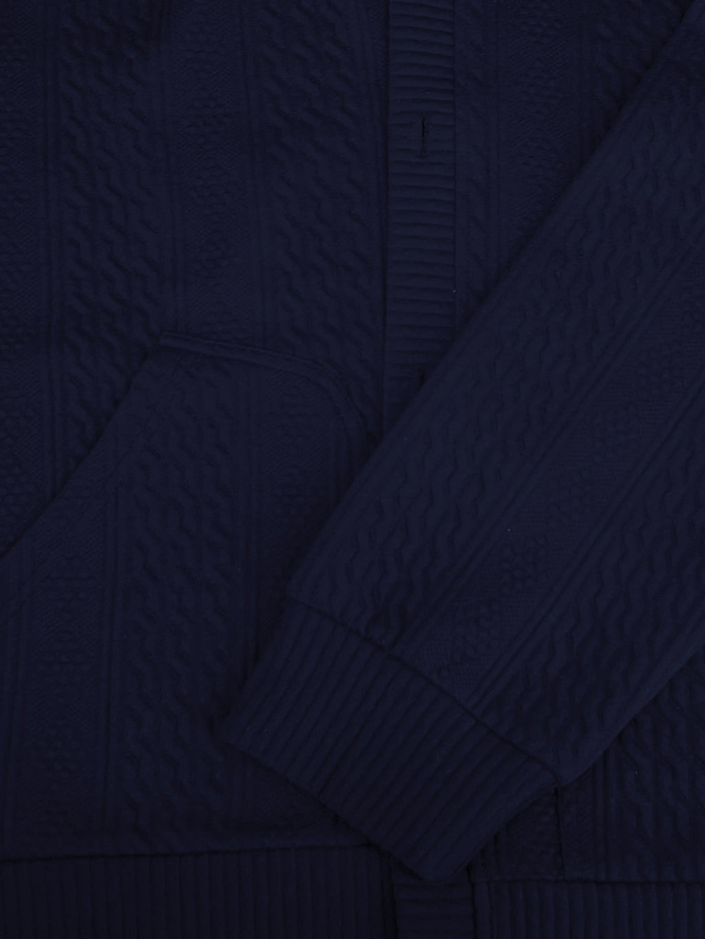 Men's V-neck Knitted Cardigan with 3D Embossed Jacquard Design, Simple and Mature Light Style, Spring/Autumn Regular Fit, Button Closure with Side Pockets, Blended Knit Fabric, Multi-color Casual Outerwear for Home, Outings, Dates, and Commuting - Navy Color