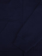 Men's V-neck Knitted Cardigan with 3D Embossed Jacquard Design, Simple and Mature Light Style, Spring/Autumn Regular Fit, Button Closure with Side Pockets, Blended Knit Fabric, Multi-color Casual Outerwear for Home, Outings, Dates, and Commuting - Navy Color