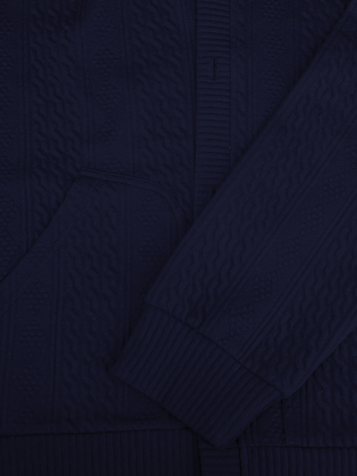 Men's V-neck Knitted Cardigan with 3D Embossed Jacquard Design, Simple and Mature Light Style, Spring/Autumn Regular Fit, Button Closure with Side Pockets, Blended Knit Fabric, Multi-color Casual Outerwear for Home, Outings, Dates, and Commuting - Navy Color