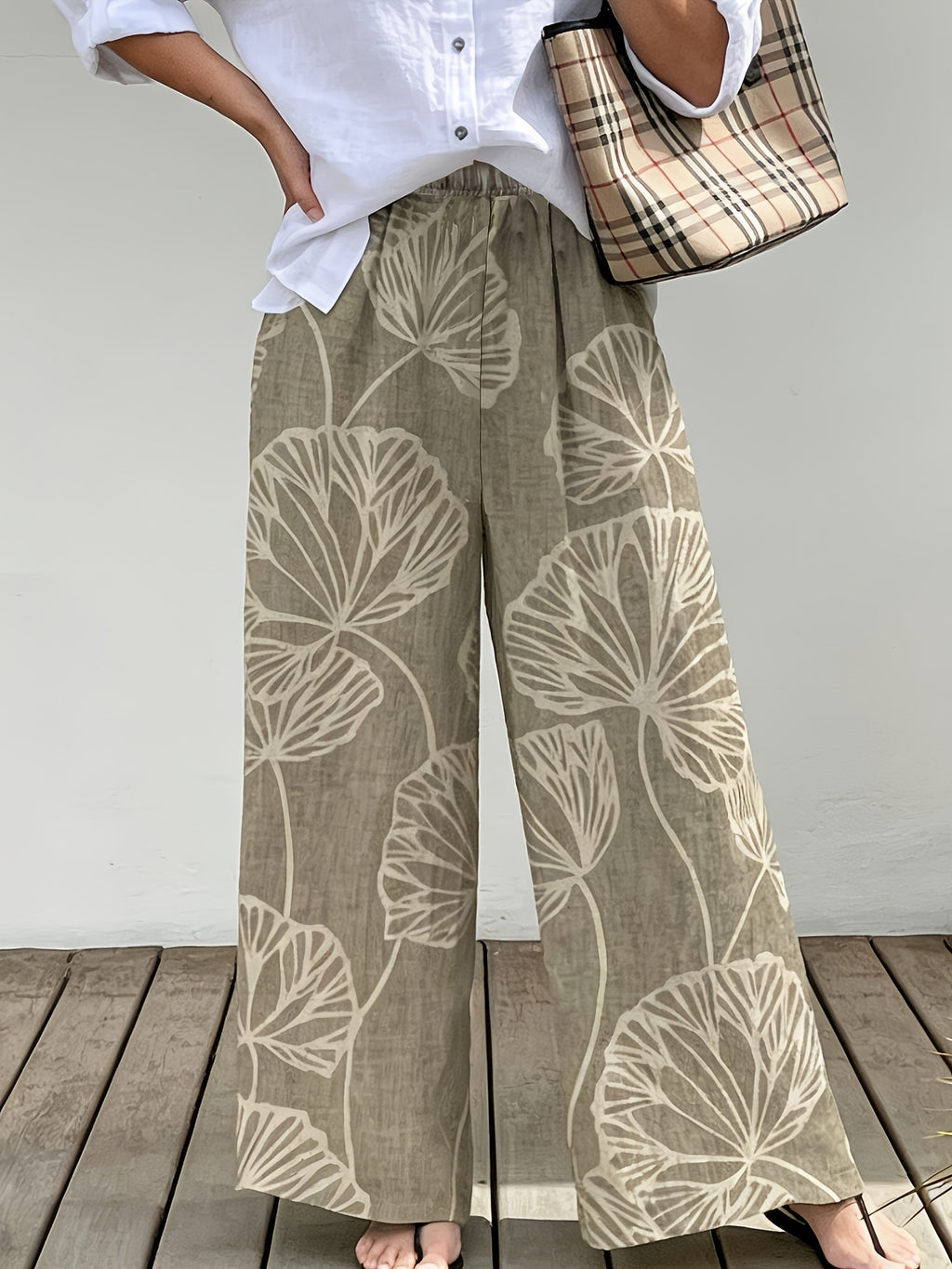 Women'S Printed Casual Pants Summer Breathable Daily Commute Vacation Versatile Wide-Leg Pants High Waist Loose Breathable Commute Vacation Travel Wear Casual Beach Long Pants Lightweight Pleated Casual Wide-Leg Pants Seaside Vacation High Waist Loo - Mixed colors