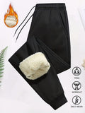 Winter Women'S Athletic Long Pants, Fleece-Lined Thick Casual Trousers with Elastic Waist And Ankle-Cinching Design - Black