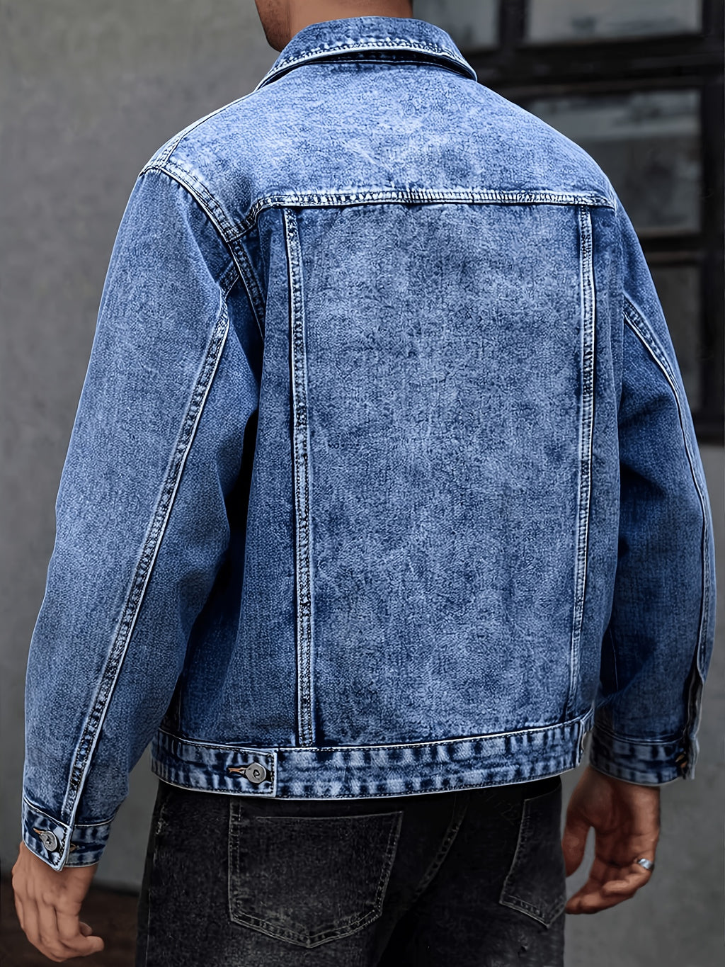 New Arrival: Snowflake Washed Trendy Denim Jacket - Light Blue