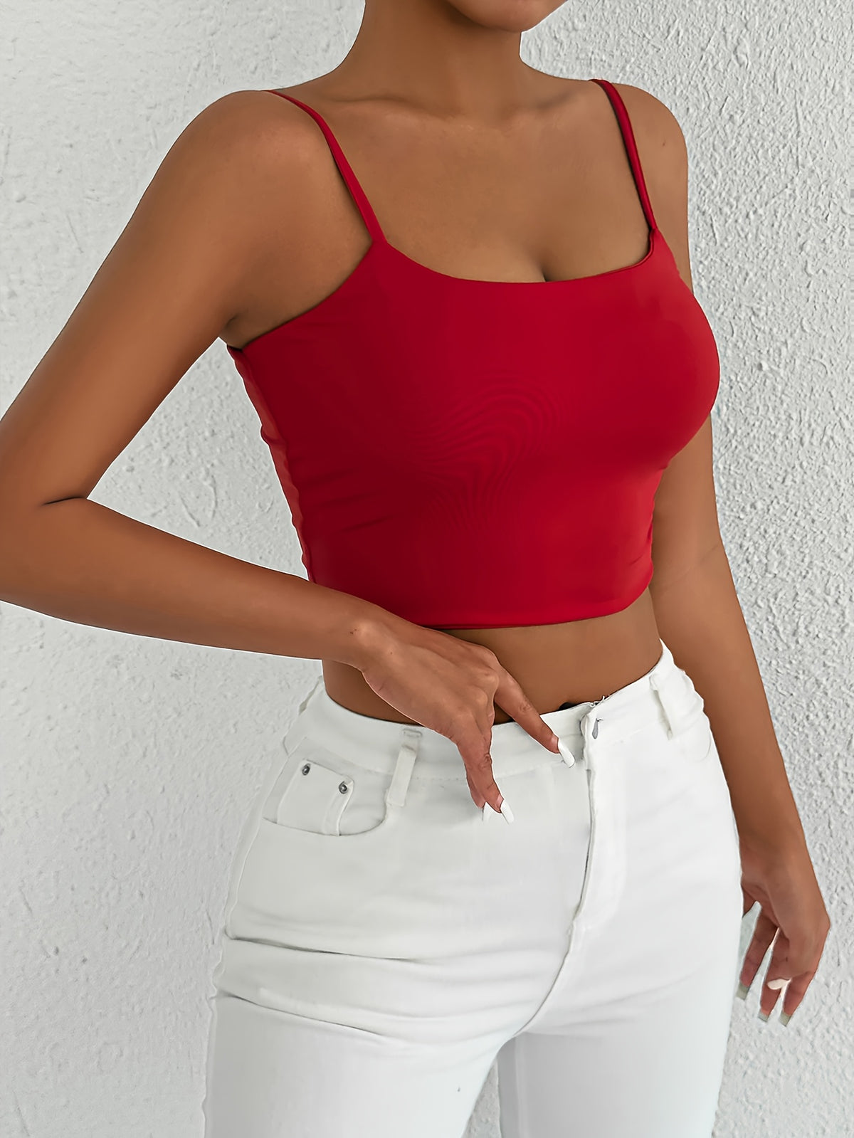 European and American Summer Sexy Versatile Camisole Top, Cross-Border New Crop Top, Can Be Worn Outdoors, Ultra-Short Top - Red