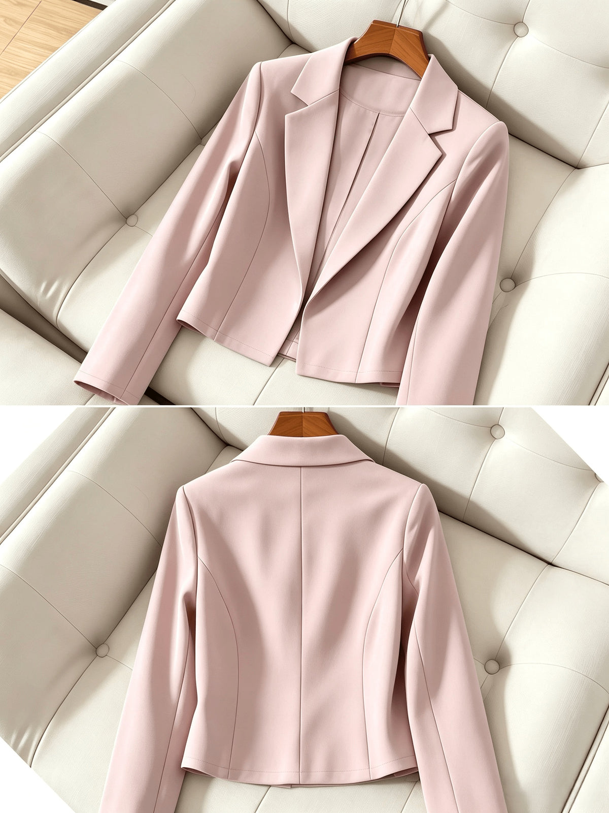Elegant Women'S Short Fitted Blazer, Commute, Versatile (Unlined) - Pink Color