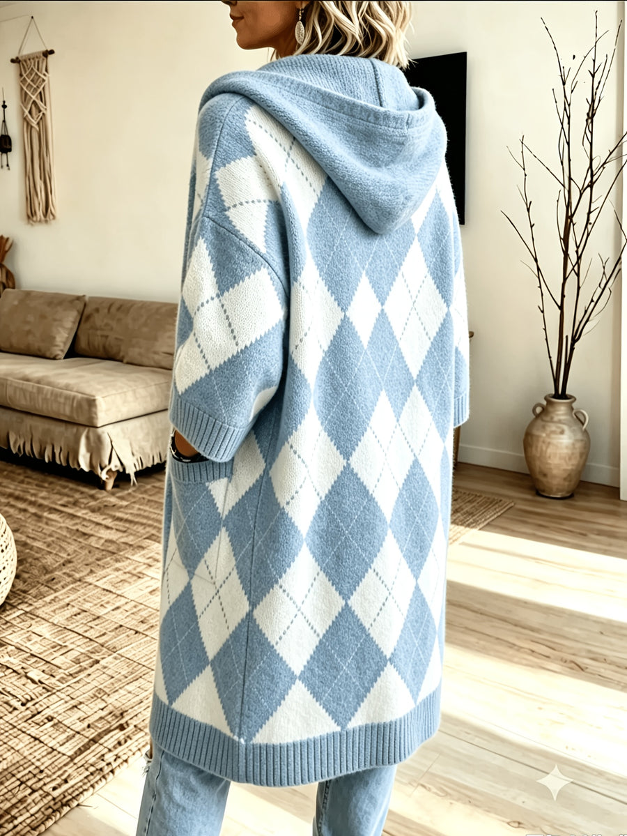 Plus Size - Women'S Elegant Casual Cute Lapel Spring Autumn Winter Soft Warm Gentle Sweater Long Sleeve Jacket Knitwear Jacket Comfortable Soft Warm Beautiful Knitwear - Sky Blue