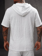Men'S Shirt Linen Fabric Hooded Design Casual Easy Fashion Breathable High Elasticity Comfortable, Suitable for Outdoor Excursion Vacation Travel Beach Daily Casual Home Wear - White