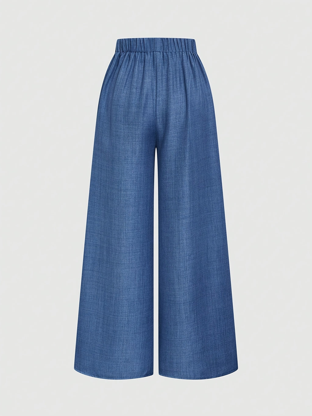 Women'S High-Waist Multi-Panel Wide-Leg Floor-Length Trousers Casual Loose Bottoms - Washed Blue